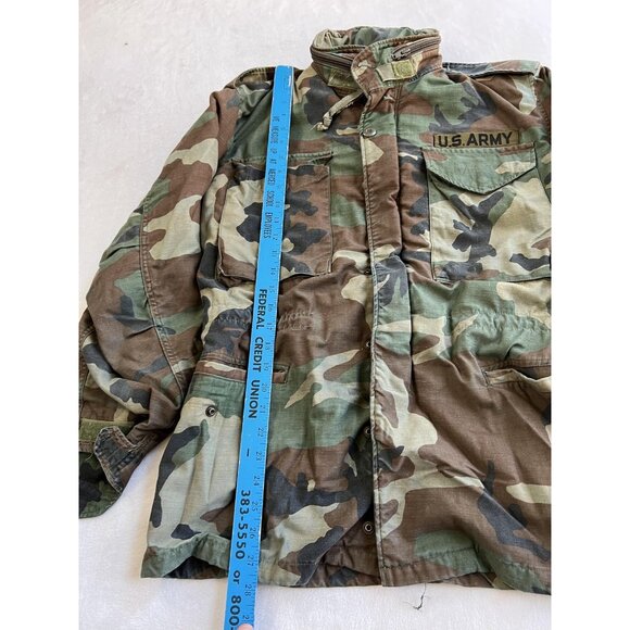 Vintage US Army Jacket Mens Small M65 Woodland Camo Cold Weather Military 90s - Picture 2 of 14